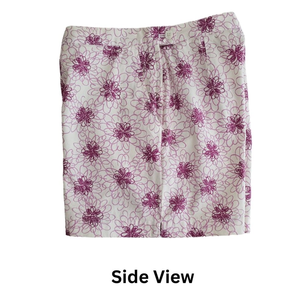 Petite Sophisticate Vintage Floral Shorts | EUC | 0P | White, Purple/Magenta - Picture 8 of 12